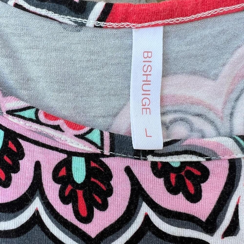 Bishuige - Women's L Dress Sleeveless 60's Mandala Retro Print Spandex Shift - Picture 8 of 8
